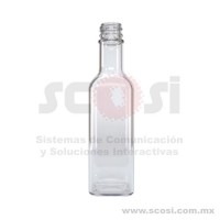 Botella Tequilera Cuadrada 250 ml con tapa