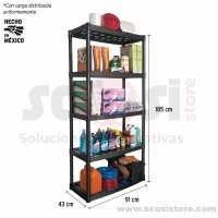 Estante de plástico uso rudo 5 repisas
